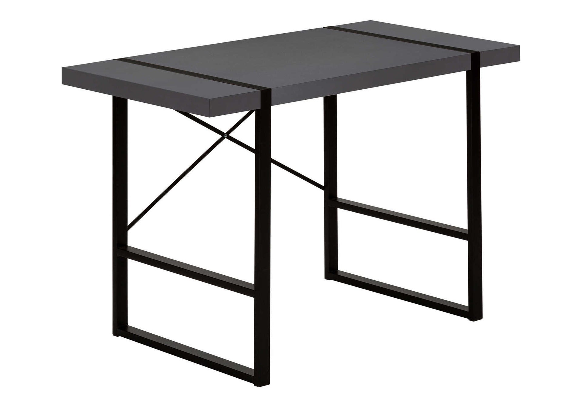 Computer Desk, Home Office, Laptop, 48"l, Work, Grey Laminate, Black Metal, Contemporary, Modern