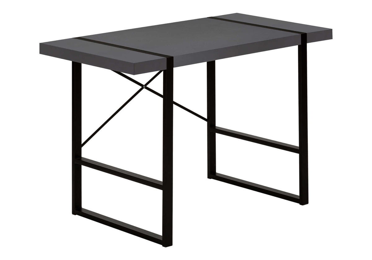 Computer Desk, Home Office, Laptop, 48"l, Work, Grey Laminate, Black Metal, Contemporary, Modern
