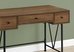Computer Desk, Home Office, Laptop, Storage Drawers, 48"l, Work, Walnut Laminate, Black Metal, Transitional