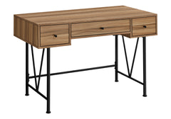 Computer Desk, Home Office, Laptop, Storage Drawers, 48"l, Work, Brown Laminate, Black Metal, Transitional