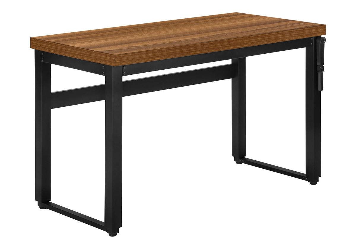 Computer Desk, Home Office, Standing, Adjustable, 48"l, Work, Laptop, Walnut Laminate, Black Metal, Contemporary, Modern