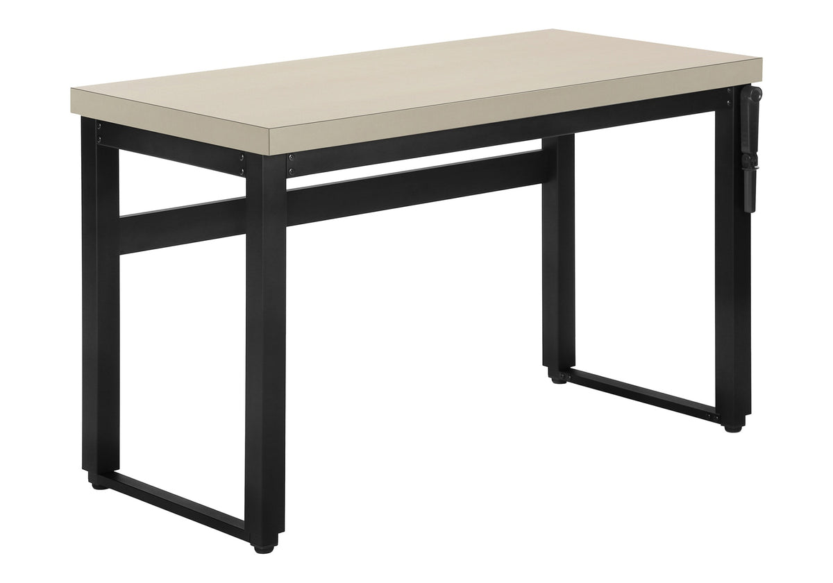 Computer Desk, Home Office, Standing, Adjustable, 48"l, Work, Laptop, Beige Laminate, Black Metal, Contemporary, Modern