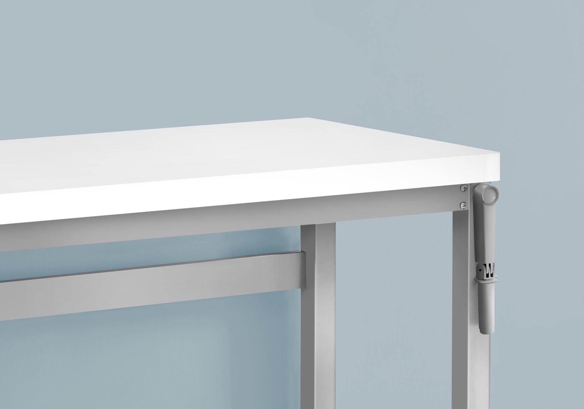 Computer Desk, Home Office, Standing, Adjustable, 48"l, Work, Laptop, White Laminate, Grey Metal, Contemporary, Modern