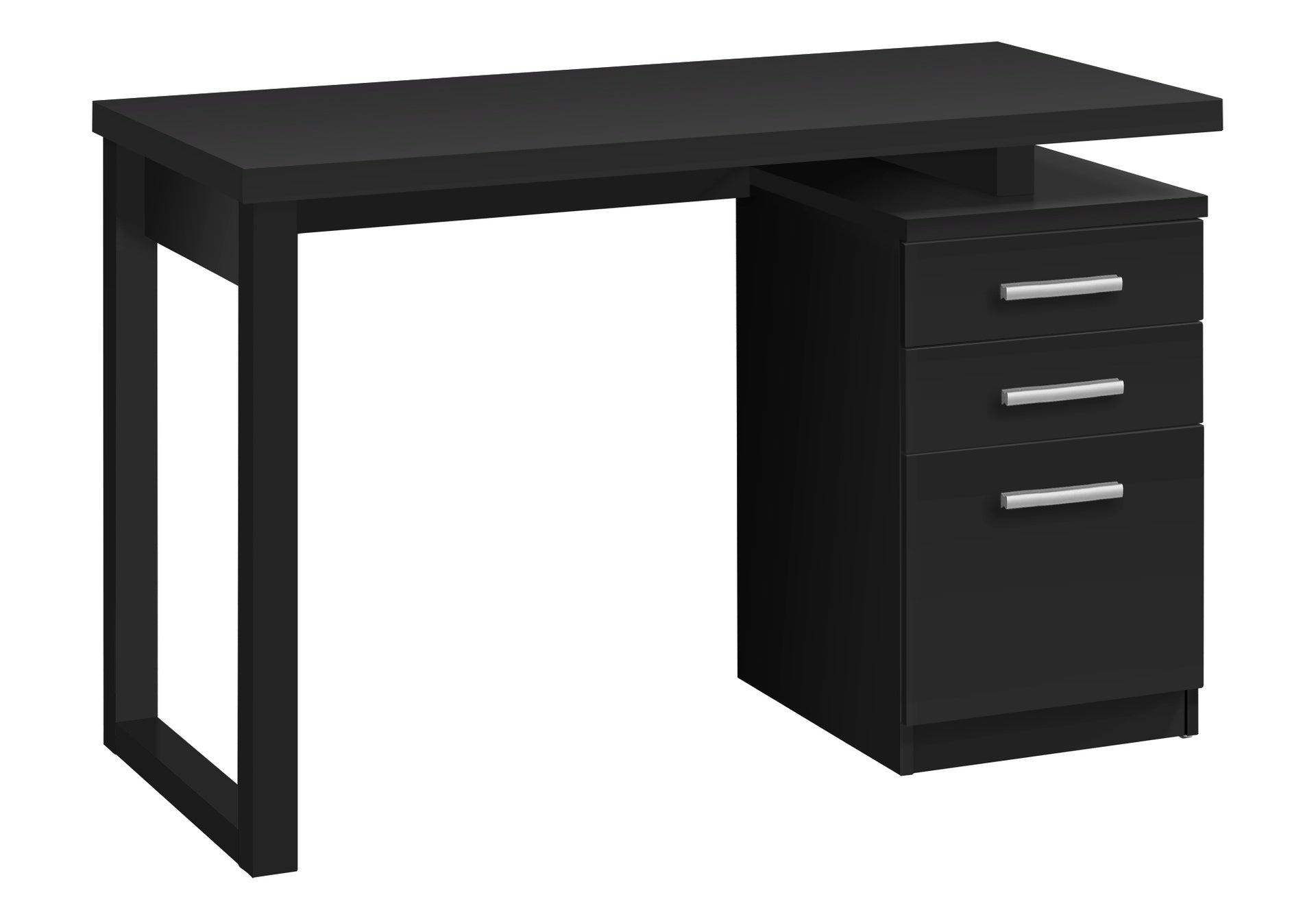 Computer Desk, Home Office, Laptop, Left, Right Set-up, Storage Drawers, 48"l, Work, Black Laminate, Contemporary, Modern