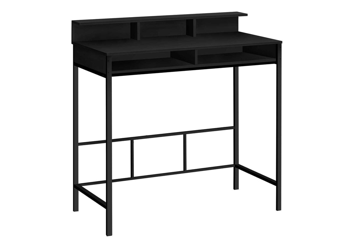 Computer Desk, Home Office, Standing, Storage Shelves, 48"l, Work, Laptop, Black Laminate, Black Metal, Contemporary, Modern