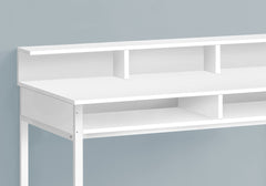 Computer Desk, Home Office, Standing, Storage Shelves, 48"l, Work, Laptop, White Laminate, White Metal, Contemporary, Modern