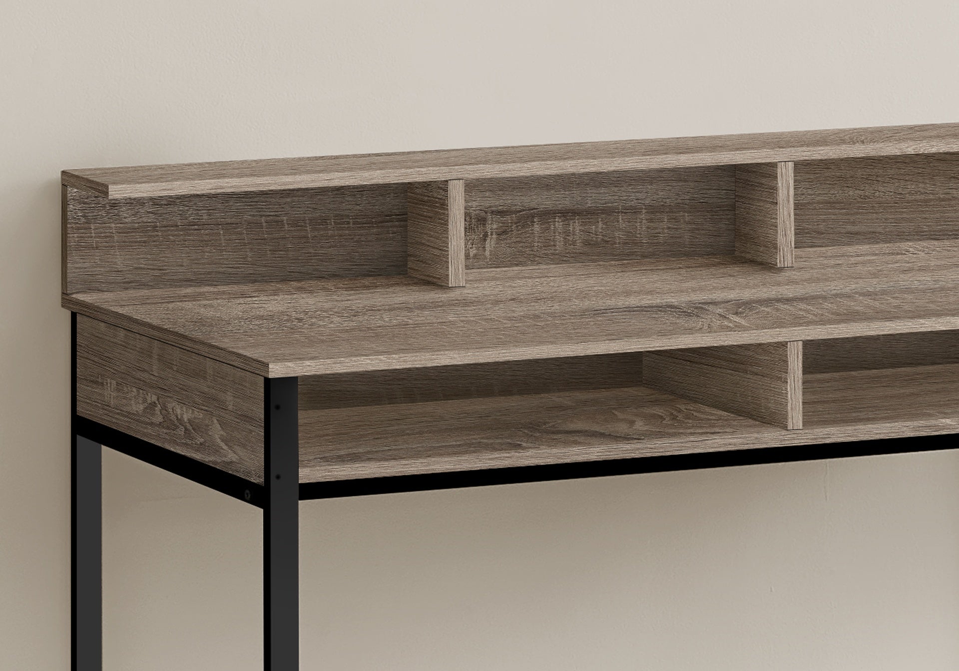 Computer Desk, Home Office, Standing, Storage Shelves, 48"l, Work, Laptop, Brown Laminate, Black Metal, Contemporary, Modern