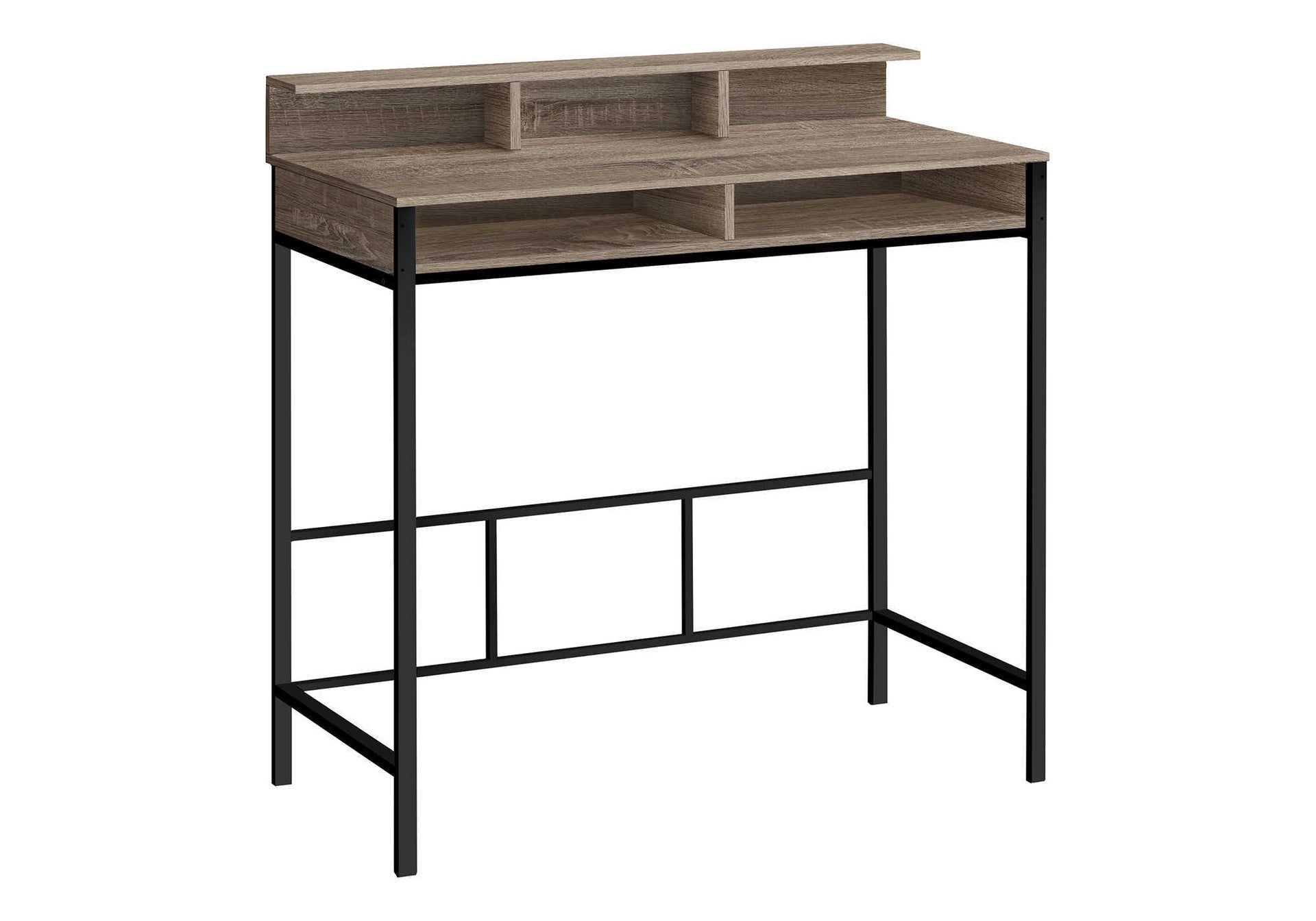 Computer Desk, Home Office, Standing, Storage Shelves, 48"l, Work, Laptop, Brown Laminate, Black Metal, Contemporary, Modern