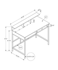 Computer Desk, Home Office, Standing, Storage Shelves, 48"l, Work, Laptop, Grey Laminate, Black Metal, Contemporary, Modern