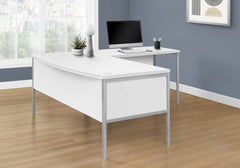 Computer Desk, 48"l, Work, Home Office, Commercial Grade, White Laminate, Silver Metal, Contemporary, Modern