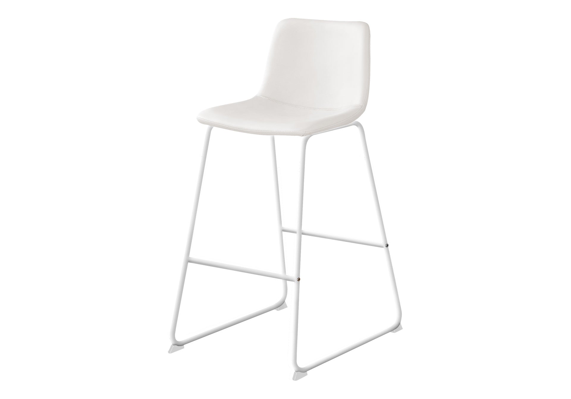 Office Chair, Bar Height, Standing, Computer Desk, Work, White Leather Look, White Metal, Contemporary, Modern