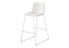 Office Chair, Bar Height, Standing, Computer Desk, Work, White Leather Look, White Metal, Contemporary, Modern