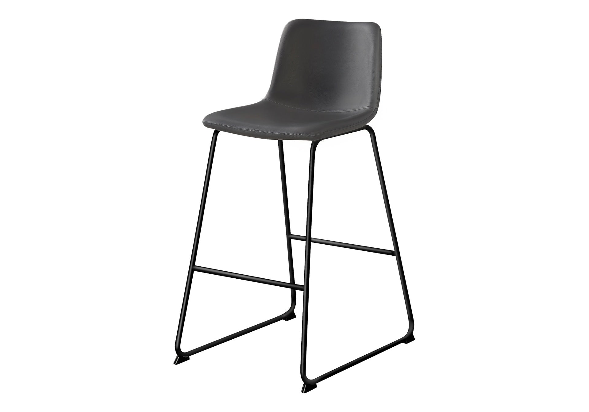 Office Chair, Bar Height, Standing, Computer Desk, Work, Grey Leather Look, Black Metal, Contemporary, Modern