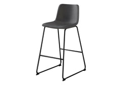 Office Chair, Bar Height, Standing, Computer Desk, Work, Grey Leather Look, Black Metal, Contemporary, Modern