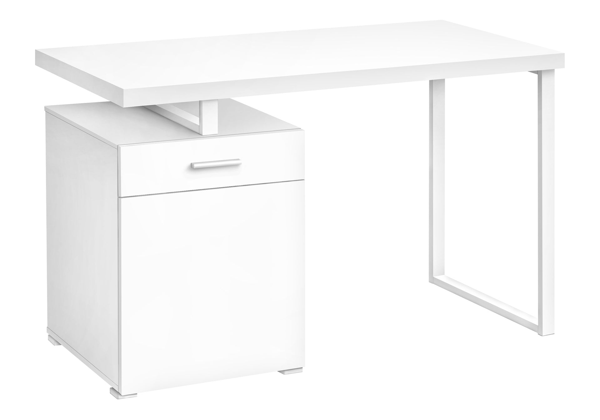 Computer Desk, Home Office, Laptop, Left, Right Set-up, Storage Drawers, 48"l, Work, White Laminate, White Metal, Contemporary, Modern