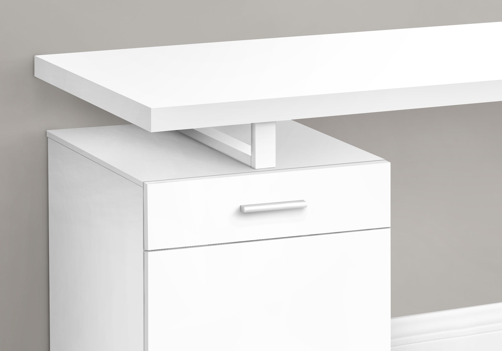 Computer Desk, Home Office, Laptop, Left, Right Set-up, Storage Drawers, 48"l, Work, White Laminate, White Metal, Contemporary, Modern