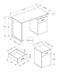 Computer Desk, Home Office, Laptop, Left, Right Set-up, Storage Drawers, 48"l, Work, Grey Laminate, Black Metal, Contemporary, Modern