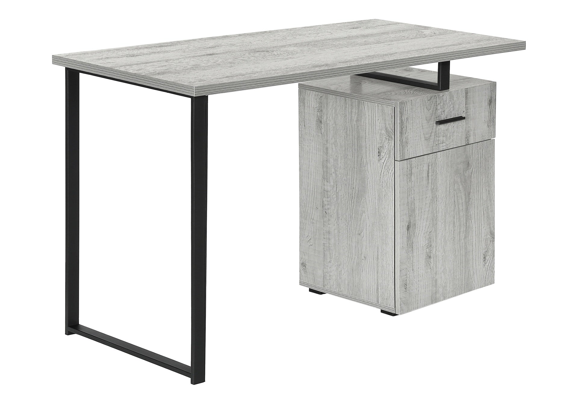Computer Desk, Home Office, Laptop, Left, Right Set-up, Storage Drawers, 48"l, Work, Grey Laminate, Black Metal, Contemporary, Modern
