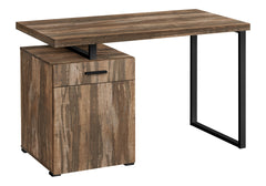 Computer Desk, Home Office, Laptop, Left, Right Set-up, Storage Drawers, 48"l, Work, Brown Laminate, Black Metal, Contemporary, Modern