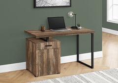 Computer Desk, Home Office, Laptop, Left, Right Set-up, Storage Drawers, 48"l, Work, Brown Laminate, Black Metal, Contemporary, Modern