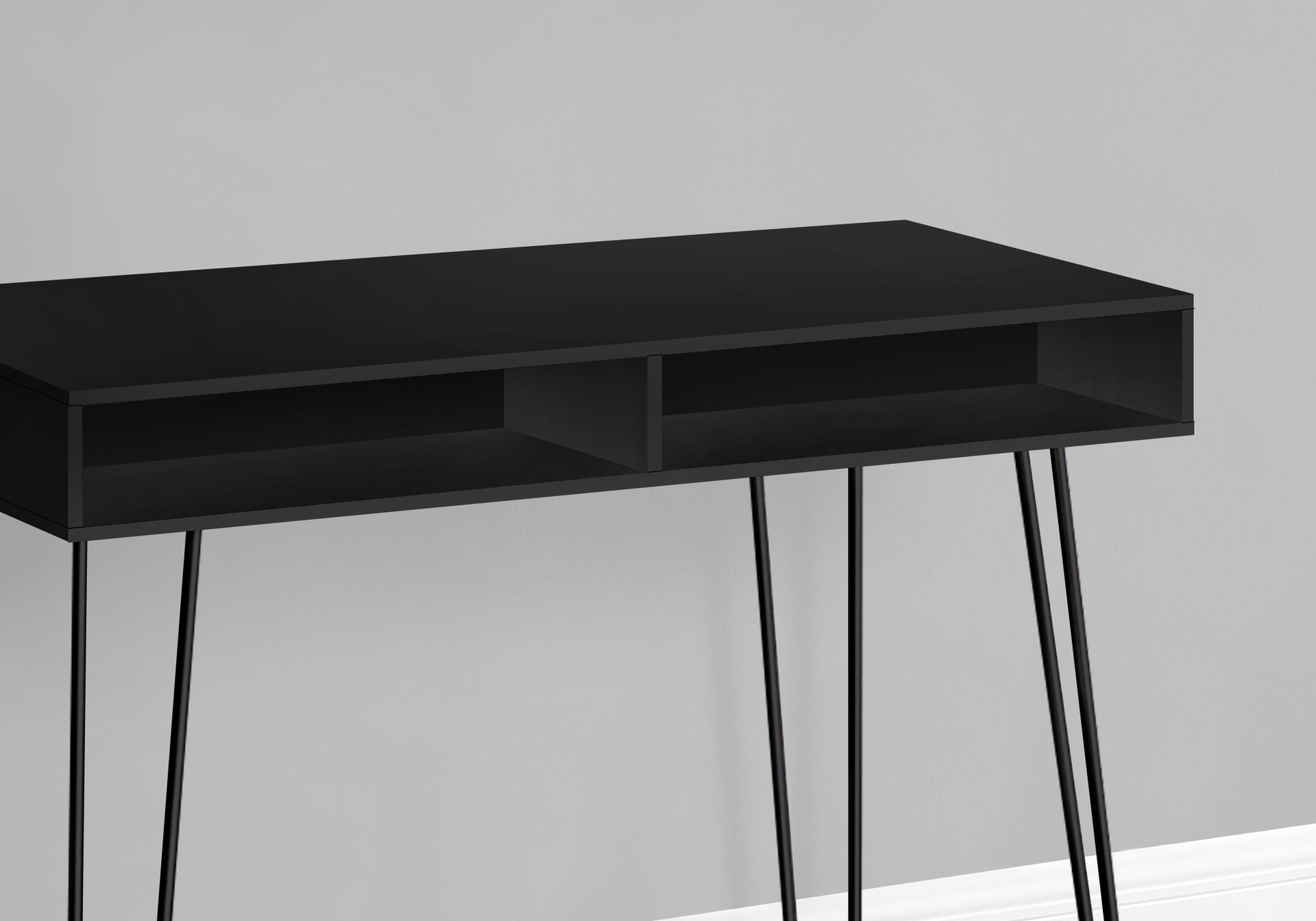 Computer Desk, Home Office, Laptop, Left, Right Set-up, Storage Drawers, 40"l, Work, Black Laminate, Black Metal, Contemporary, Modern