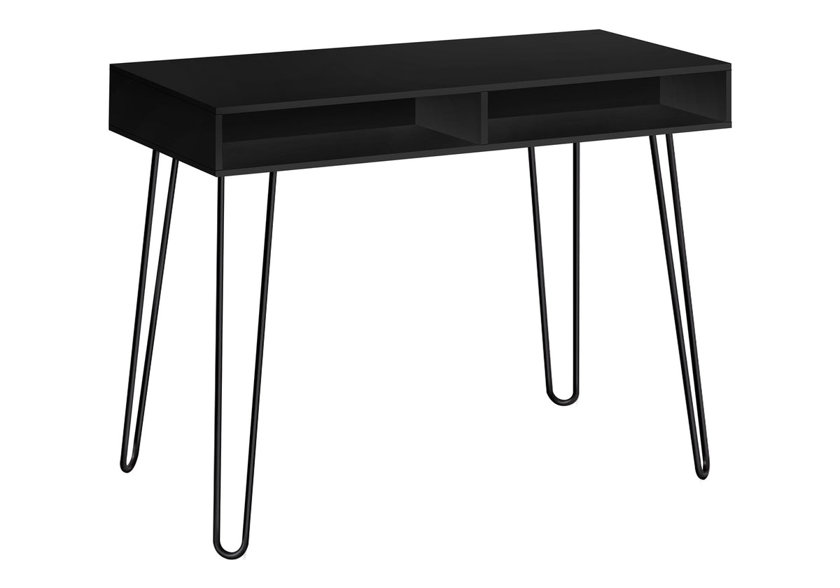 Computer Desk, Home Office, Laptop, Left, Right Set-up, Storage Drawers, 40"l, Work, Black Laminate, Black Metal, Contemporary, Modern