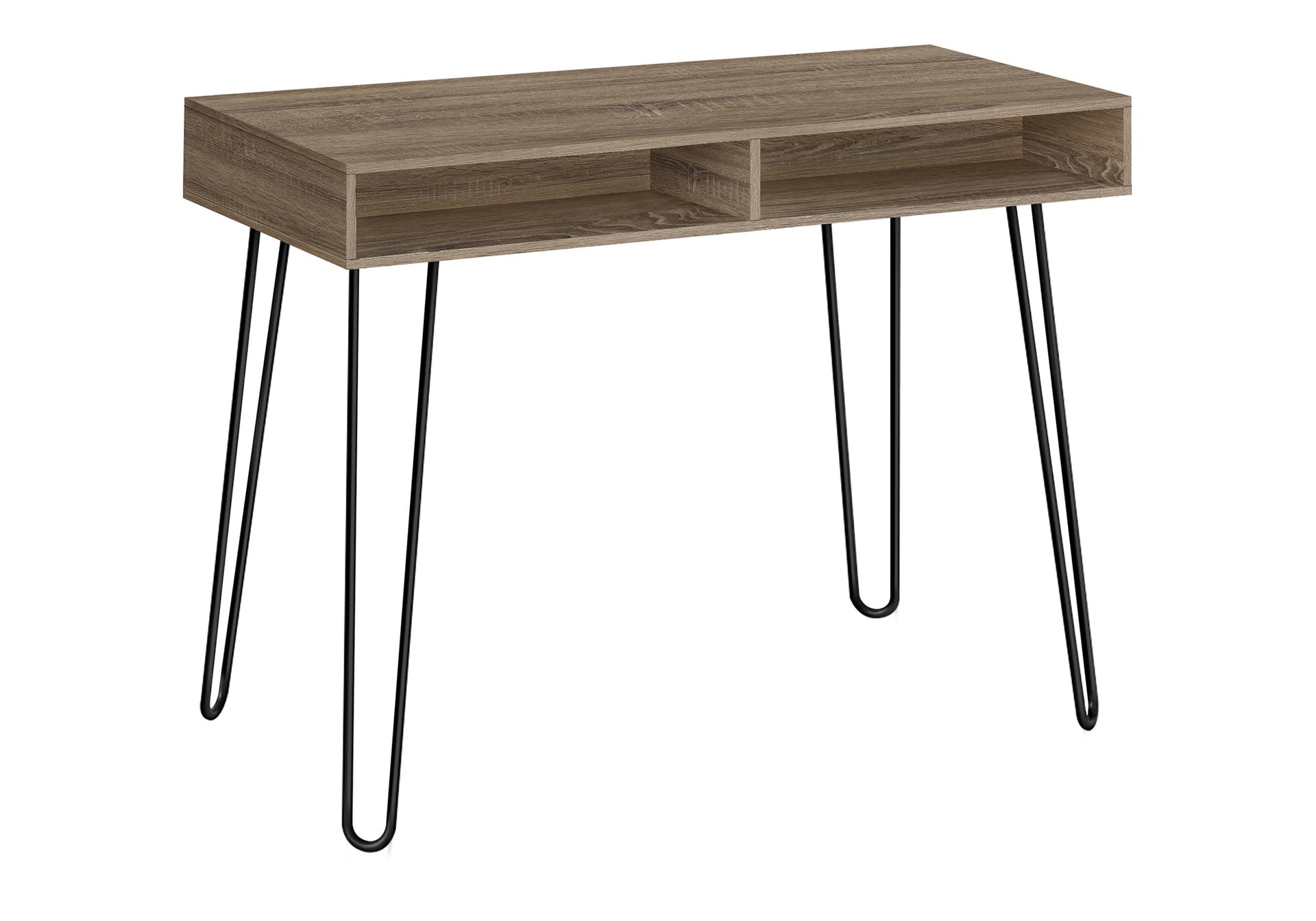 Computer Desk, Home Office, Laptop, Left, Right Set-up, Storage Drawers, 40"l, Work, Brown Laminate, Black Metal, Contemporary, Modern