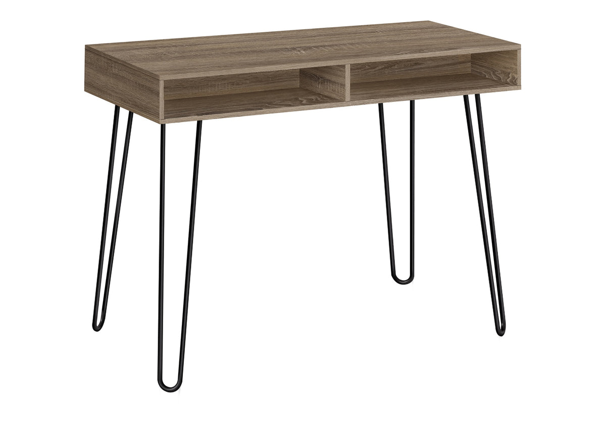 Computer Desk, Home Office, Laptop, Left, Right Set-up, Storage Drawers, 40"l, Work, Brown Laminate, Black Metal, Contemporary, Modern