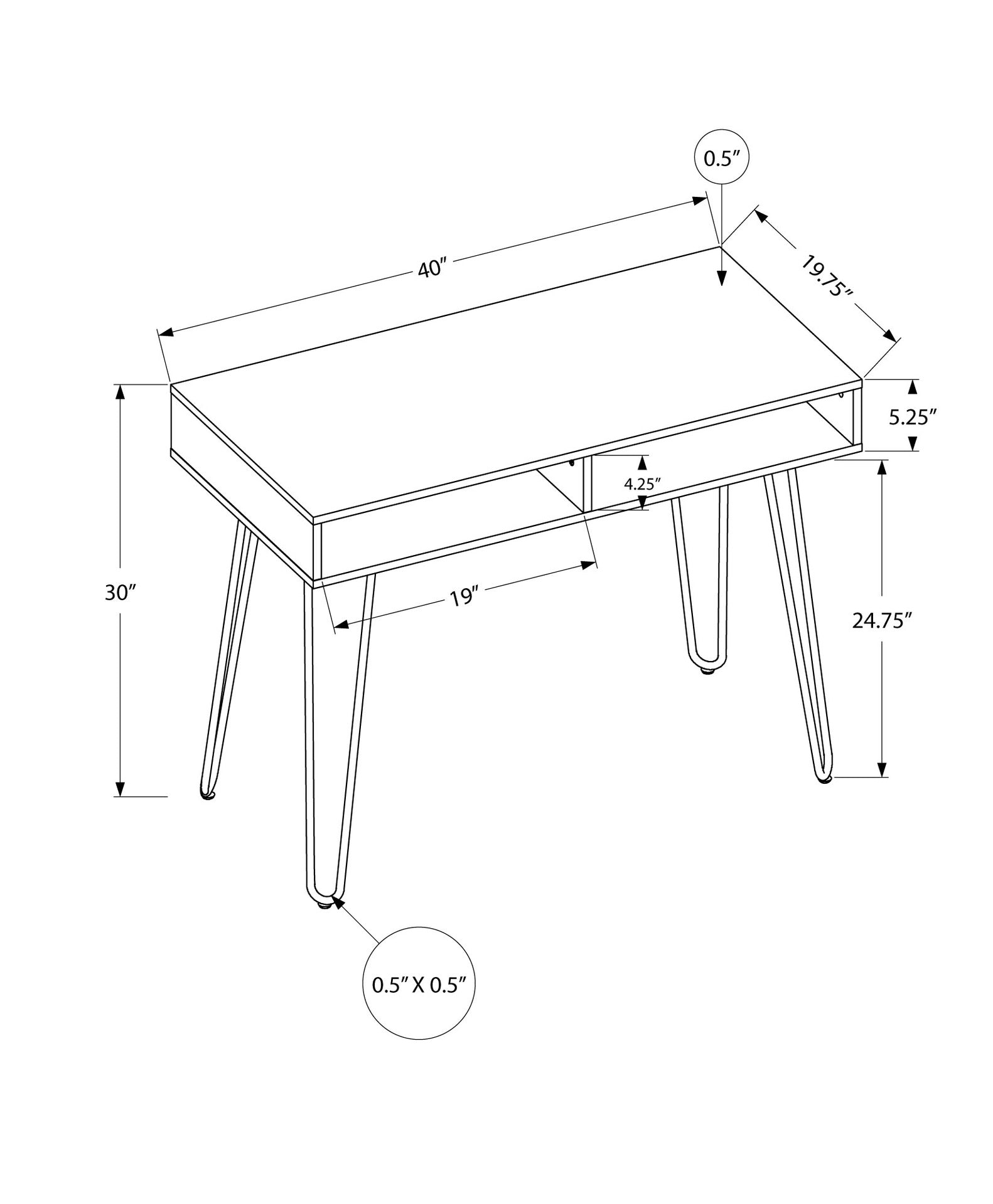 Computer Desk, Home Office, Laptop, Left, Right Set-up, Storage Drawers, 40"l, Work, Grey Laminate, Black Metal, Contemporary, Modern