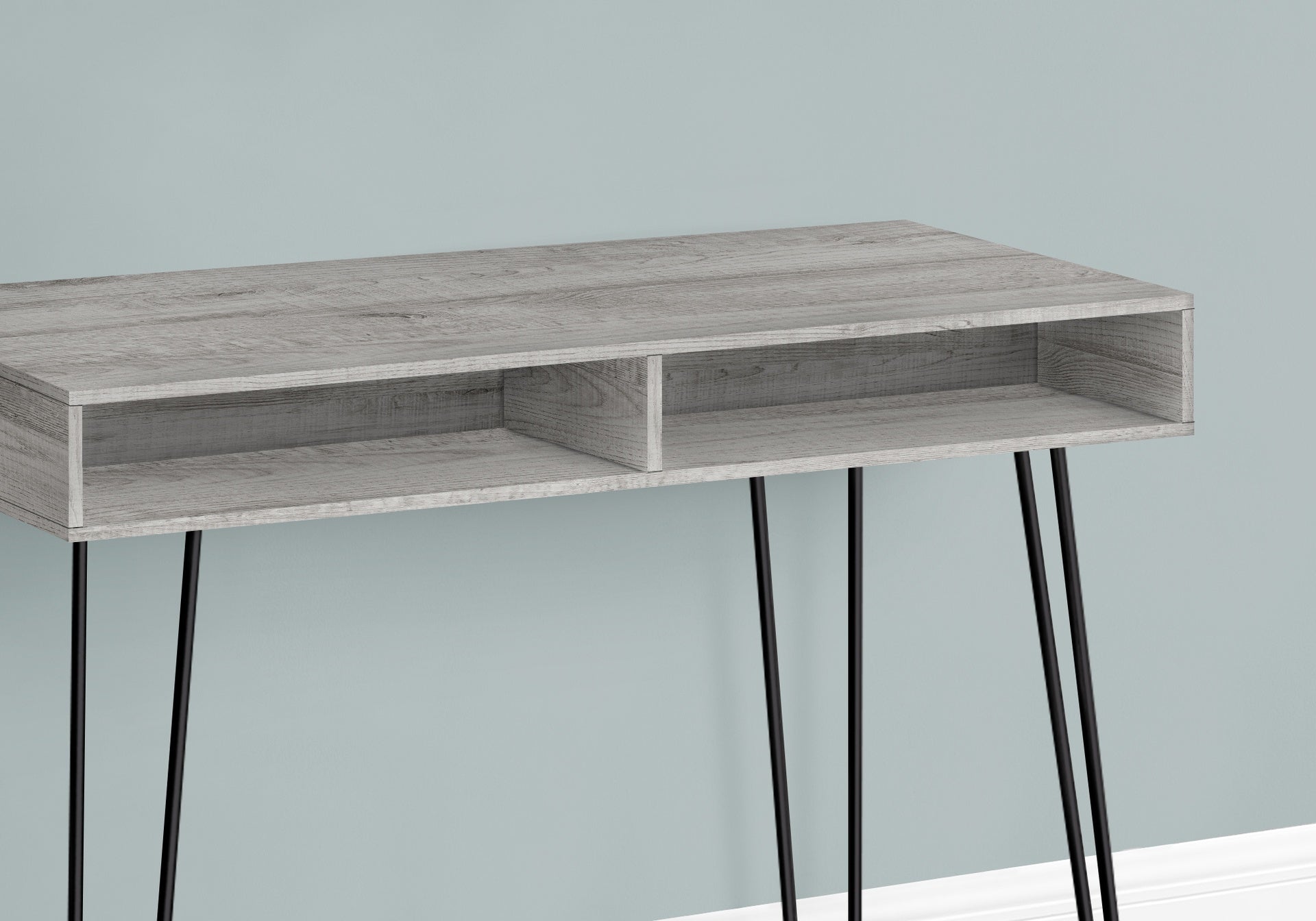 Computer Desk, Home Office, Laptop, Left, Right Set-up, Storage Drawers, 40"l, Work, Grey Laminate, Black Metal, Contemporary, Modern