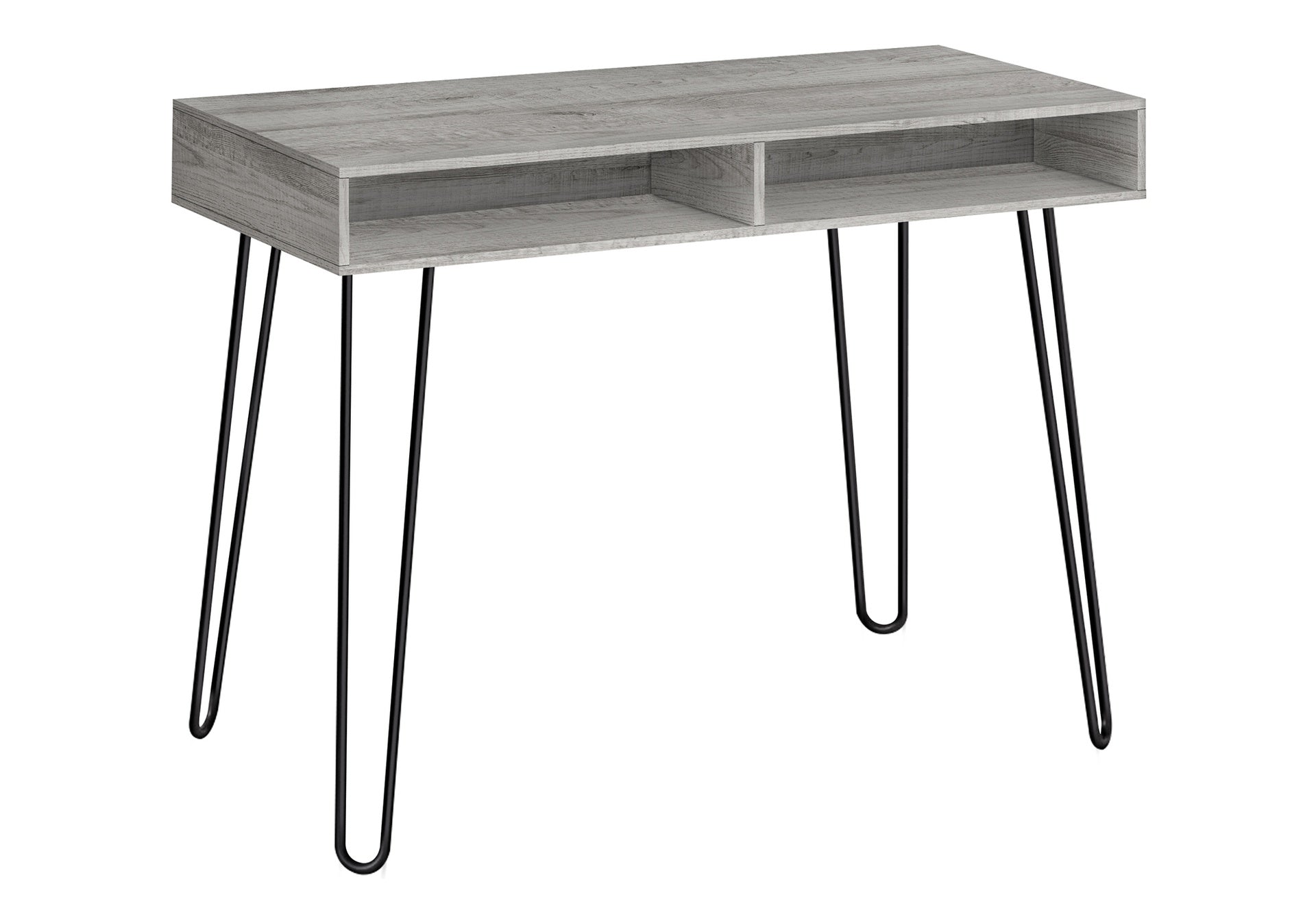 Computer Desk, Home Office, Laptop, Left, Right Set-up, Storage Drawers, 40"l, Work, Grey Laminate, Black Metal, Contemporary, Modern