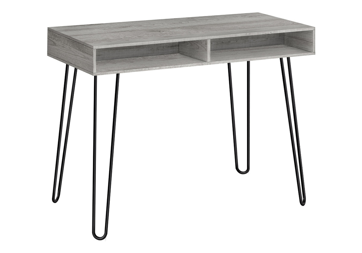 Computer Desk, Home Office, Laptop, Left, Right Set-up, Storage Drawers, 40"l, Work, Grey Laminate, Black Metal, Contemporary, Modern