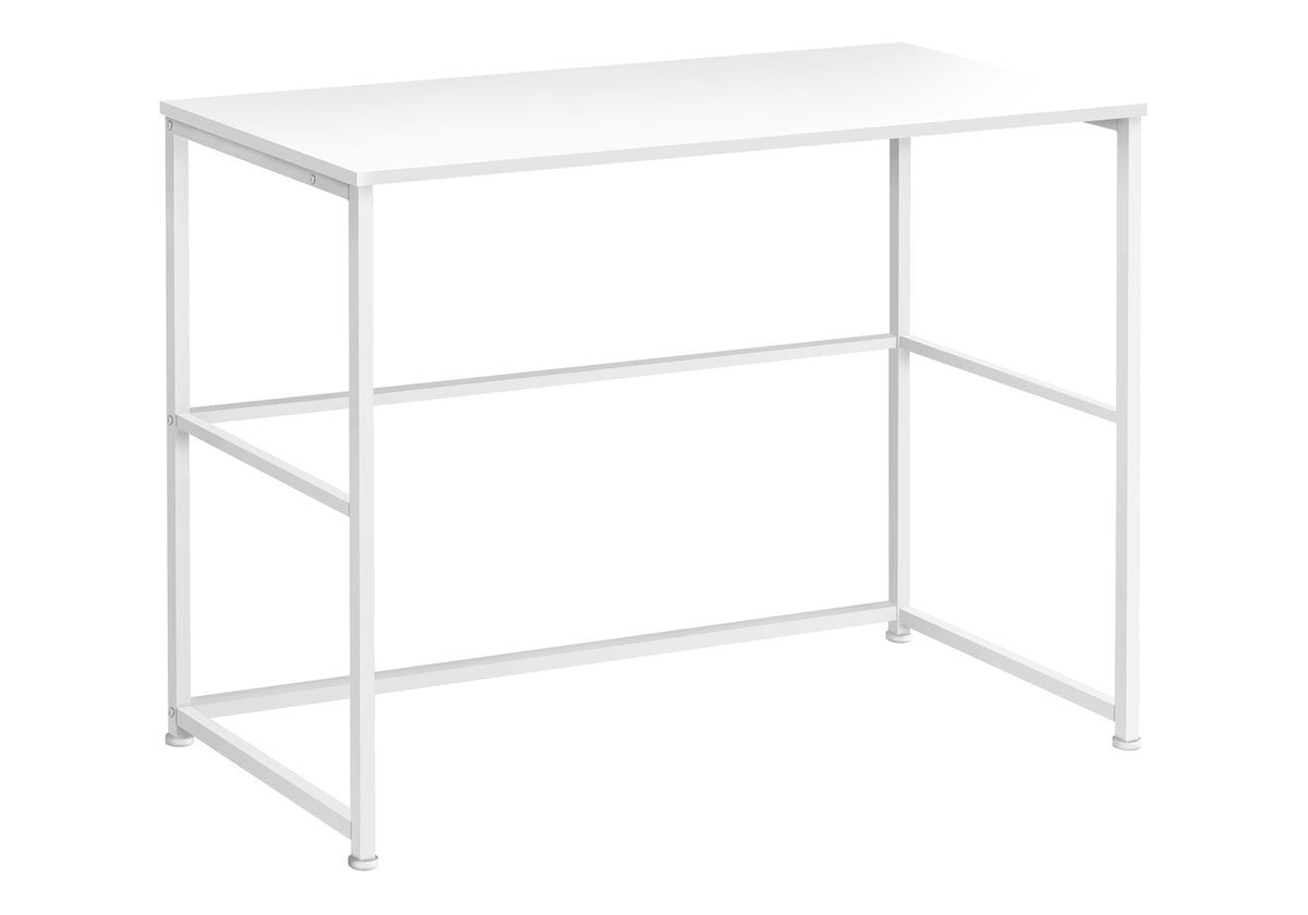 Computer Desk, Home Office, Laptop, Left, Right Set-up, Storage Drawers, 40"l, Work, White Laminate, White Metal, Contemporary, Modern
