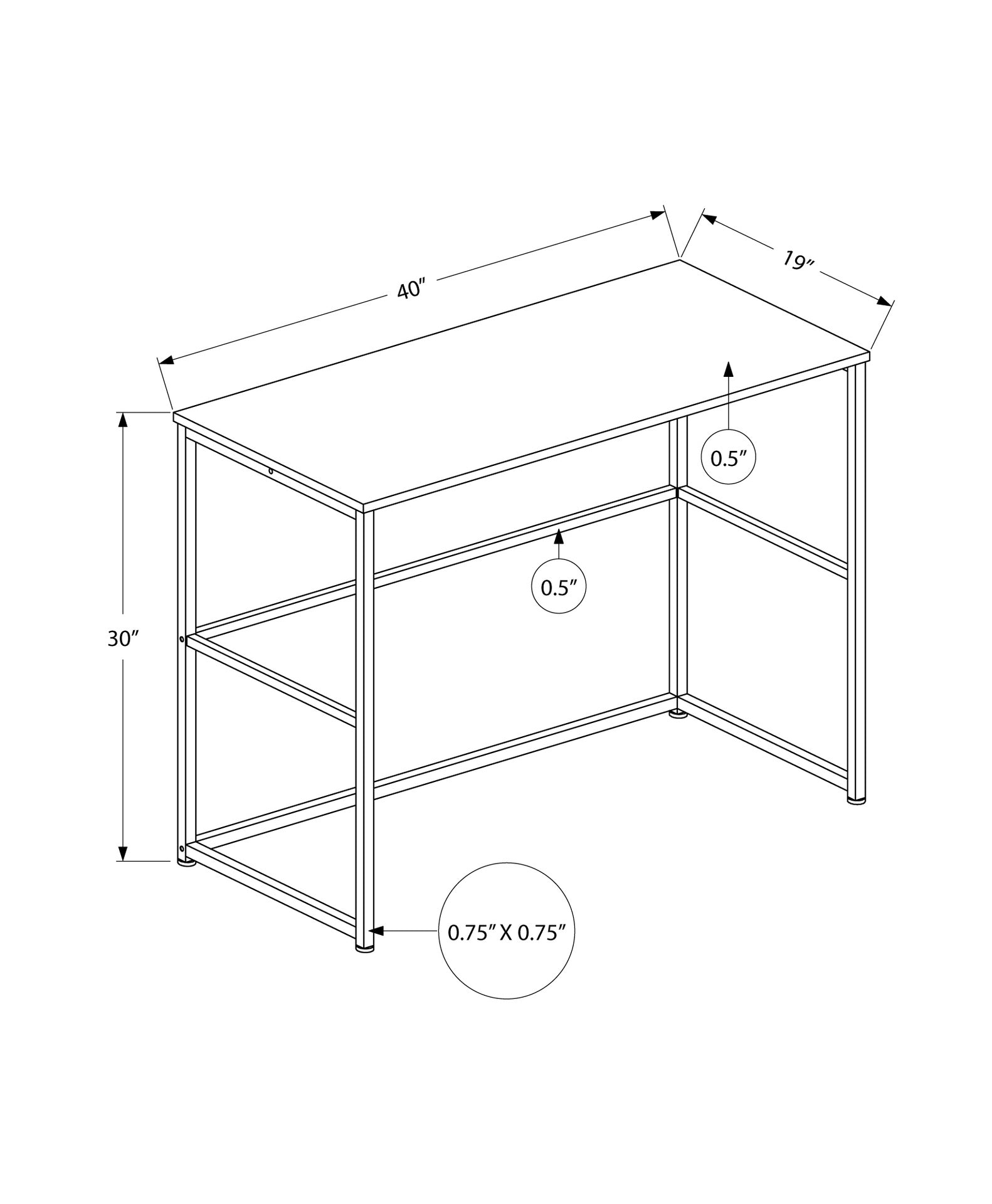 Computer Desk, Home Office, Laptop, Left, Right Set-up, Storage Drawers, 40"l, Work, Grey Laminate, Black Metal, Contemporary, Modern