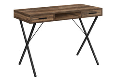 Computer Desk, Home Office, Laptop, Left, Right Set-up, Storage Drawers, 42"l, Work, Brown Laminate, Black Metal, Contemporary, Modern