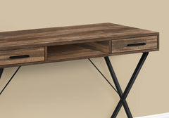 Computer Desk, Home Office, Laptop, Left, Right Set-up, Storage Drawers, 42"l, Work, Brown Laminate, Black Metal, Contemporary, Modern
