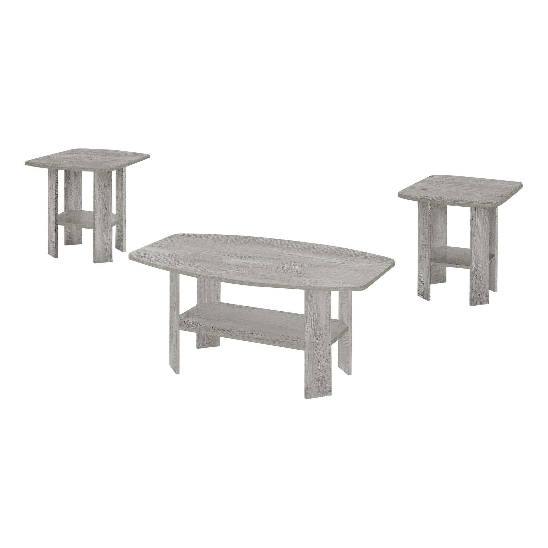 Table Set, 3pcs Set, Coffee, End, Side, Accent, Living Room, Grey Laminate, Transitional