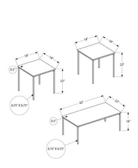 Table Set, 3pcs Set, Coffee, End, Black Metal, Black Laminate, Contemporary, Modern