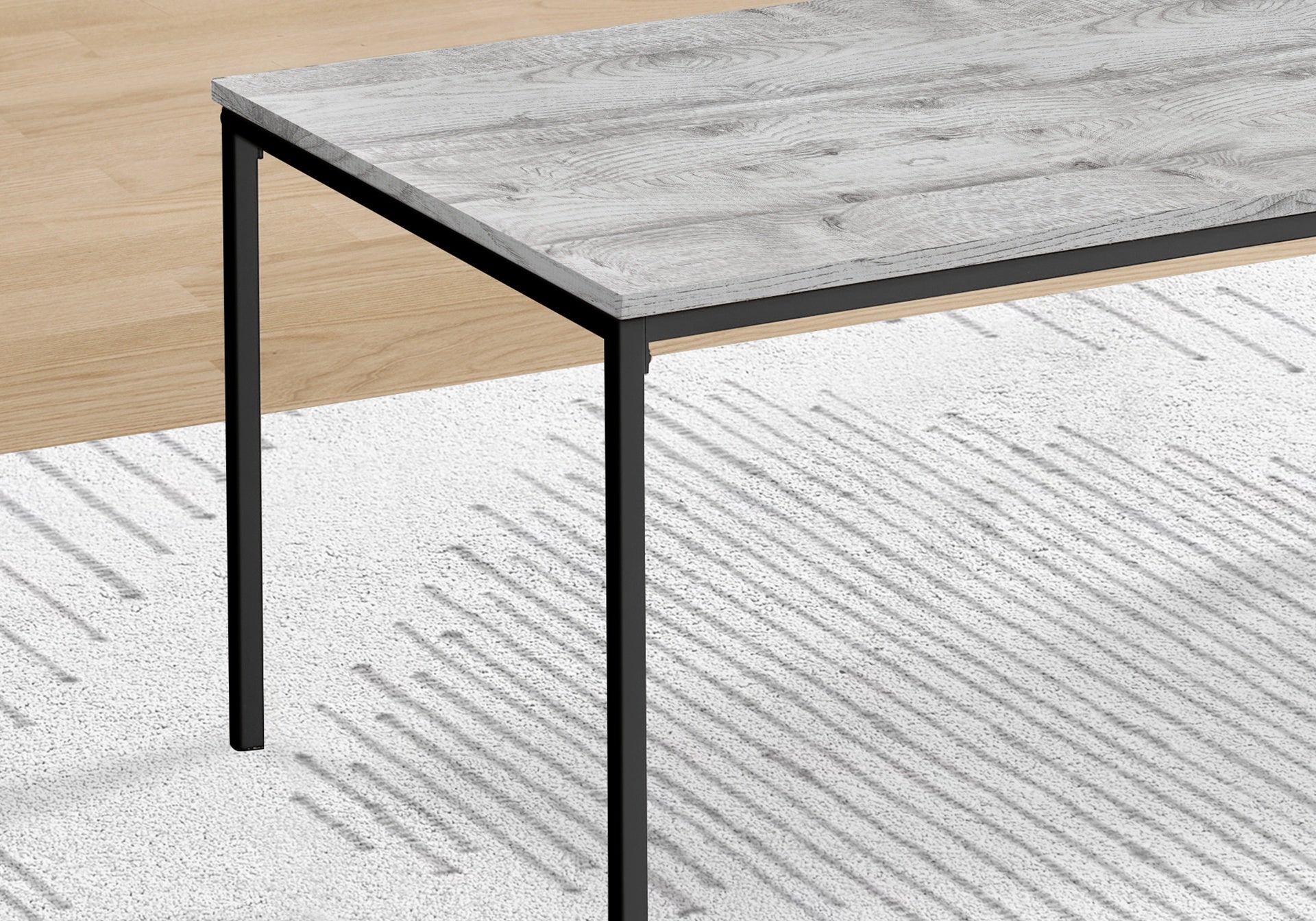Table Set, 3pcs Set, Coffee, End, Black Metal, Grey Laminate, Contemporary, Modern