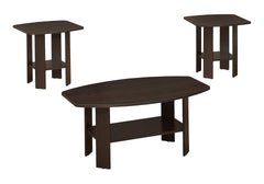 Table Set, 3pcs Set, Coffee, End, Side, Accent, Living Room, Brown Laminate, Transitional