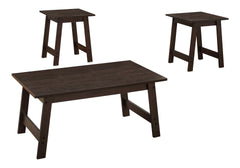 Table Set, 3pcs Set, Coffee, End, Side, Accent, Living Room, Brown Laminate, Transitional
