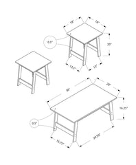 Table Set, 3pcs Set, Coffee, End, Side, Accent, Living Room, Grey Laminate, Transitional