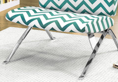 Accent Chair, Armless, Fabric, Living Room, Bedroom, Green Fabric, Chrome Metal, Contemporary, Modern