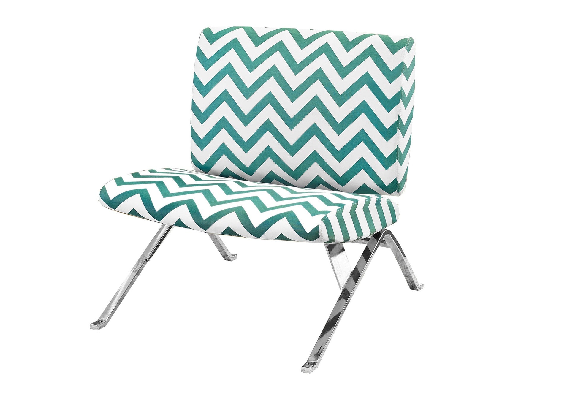 Accent Chair, Armless, Fabric, Living Room, Bedroom, Green Fabric, Chrome Metal, Contemporary, Modern