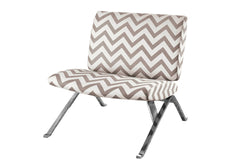 Accent Chair, Armless, Fabric, Living Room, Bedroom, Brown Fabric, Chrome Metal, Contemporary, Modern