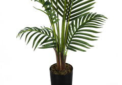 Artificial Plant, 57" Tall, Palm Tree, Indoor, Faux, Fake, Floor, Greenery, Potted, Real Touch, Decorative, Green Leaves, Black Pot