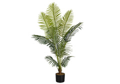 Artificial Plant, 57" Tall, Palm Tree, Indoor, Faux, Fake, Floor, Greenery, Potted, Real Touch, Decorative, Green Leaves, Black Pot