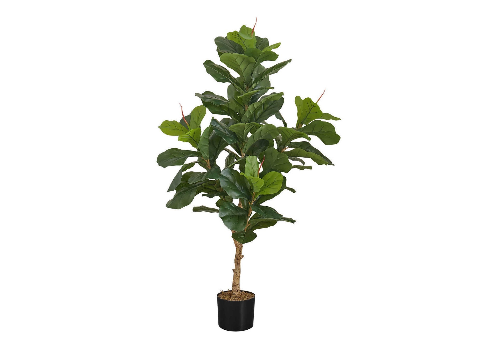 Artificial Plant, 47" Tall, Fiddle Tree, Indoor, Faux, Fake, Floor, Greenery, Potted, Real Touch, Decorative, Green Leaves, Black Pot