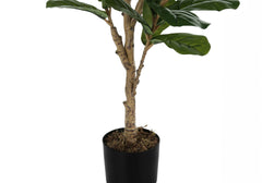 Artificial Plant, 47" Tall, Fiddle Tree, Indoor, Faux, Fake, Floor, Greenery, Potted, Real Touch, Decorative, Green Leaves, Black Pot