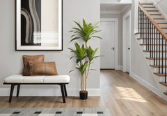 Artificial Plant, 51" Tall, Dracaena Tree, Indoor, Faux, Fake, Floor, Greenery, Potted, Real Touch, Decorative, Green Leaves, Black Pot
